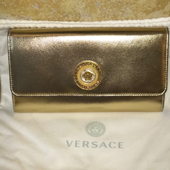 New Versace Gold Medusa Icon Swarovski Crystal Bag - Picture 4 of 8